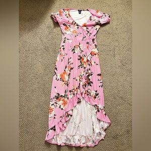 Pink floral high low dress
